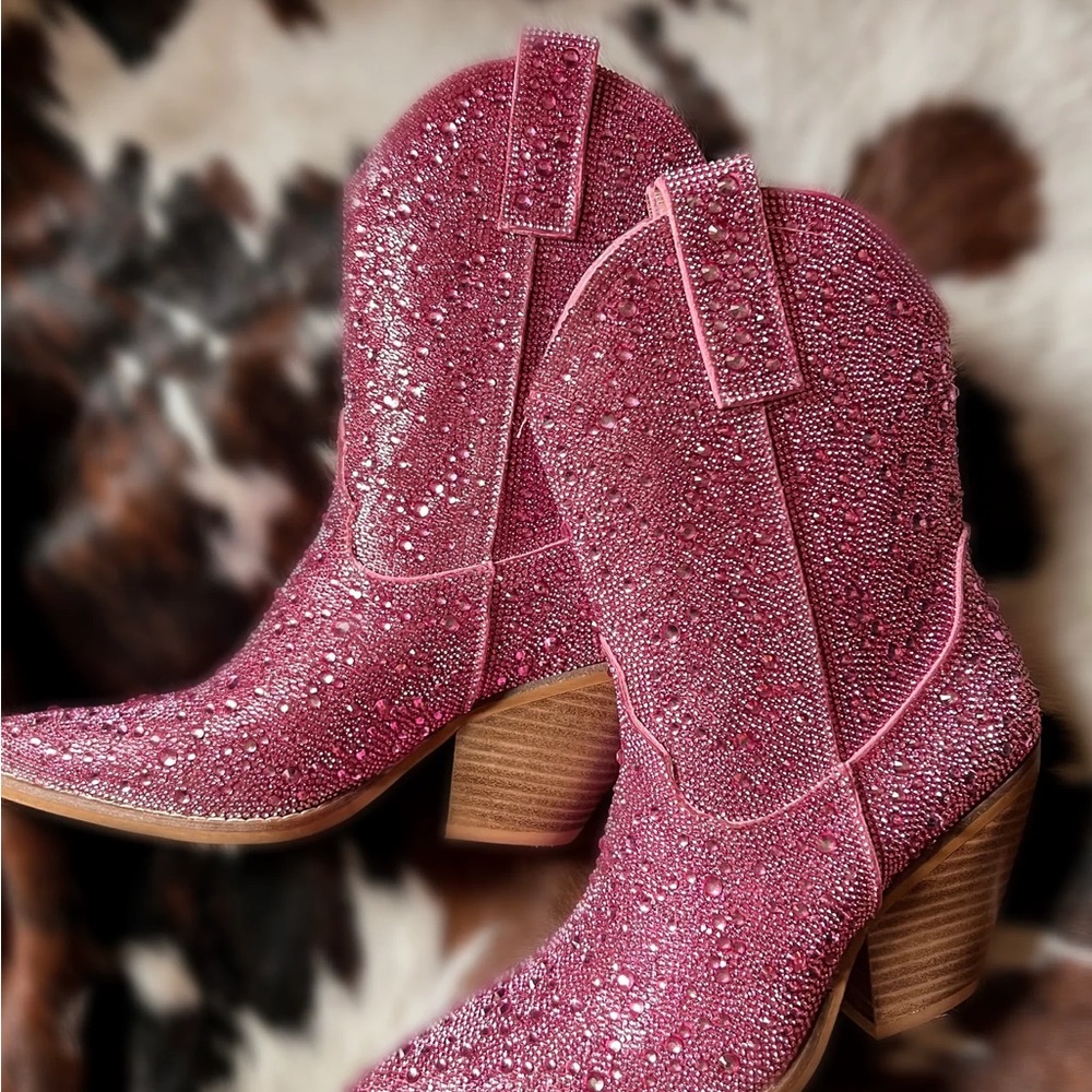 Pink Rhinestone Western Boots - Picture 2 of 10